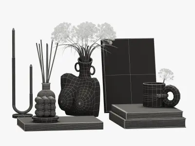 Decorative Set Body shaped art vase Low-poly 3D model