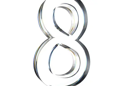 number8 glass number 3D model