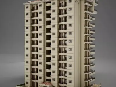 3D model BIG Tropical Latin Mexican Beach Tower Hotel Hacienda 3D model