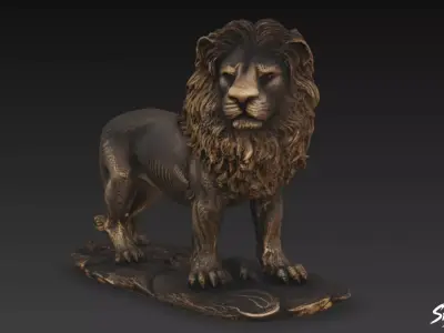 Lion Statue V42 Low-poly 3D model