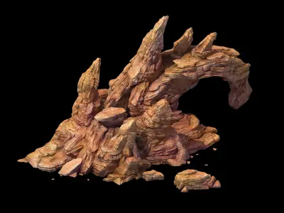 Desert - bizarre boulder 02 3D model