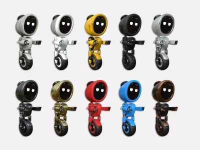 10 Wheel Robot H Collection - SciFi Character Design 3D Model Pack