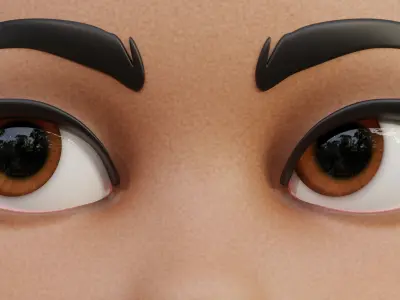Amber Disney-Style Cartoon Eyes Low-poly 3D model