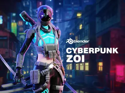 Cyberpunk Zoi Robot Low-poly 3D model