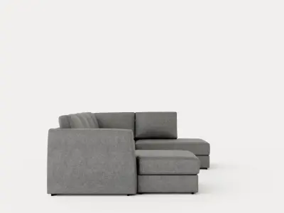 Optus U Sofa With Divan Left Light Gray Low-poly 3D model