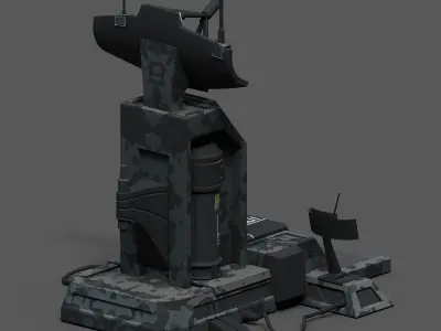 Scifi base building exterior skyscraper sci fi station  Low-poly 3D model