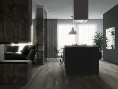 LOFT interior design in cloudy weather 3D model