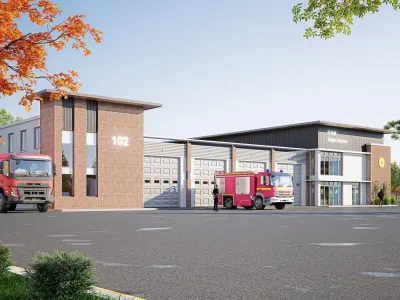 fire station Low-poly 3D model