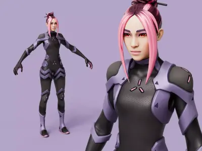 Adira Cyberpunk Rigged Character 3D model