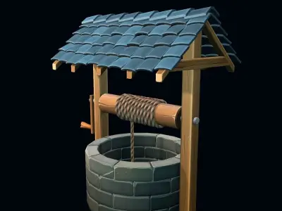 Stylized well Low-poly 3D model