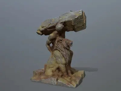 Hercules and Lion Low-poly 3D model