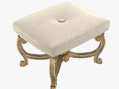 Baroque Style Carved Bench 3D model