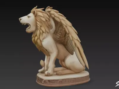 Lion Statue V38 Low-poly 3D model