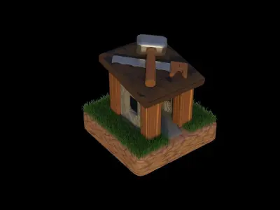 Builders Hut Free low-poly 3D model