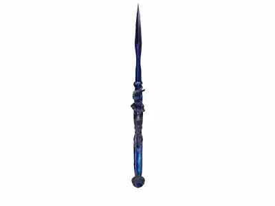   Obsidian Blade With Full Of Navy-blue Crystal knife 3d Render 3D model