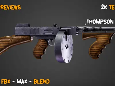 55 Professional Game-Ready Guns and Texture   Vol 01 Low-poly 3D model