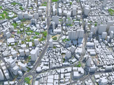 Seoul Downtown South Korea Low-poly 3D model