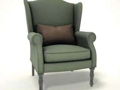 wingback chair fhouse 005 Low-poly 3D model