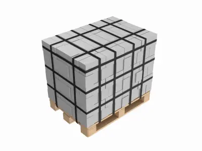 Concrete Blocks On Wood Pallet 3D model