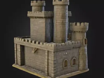 Skull Fortress Low-poly 3D model