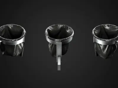 Empty Wall-mounted Trashcan Low-poly 3D model