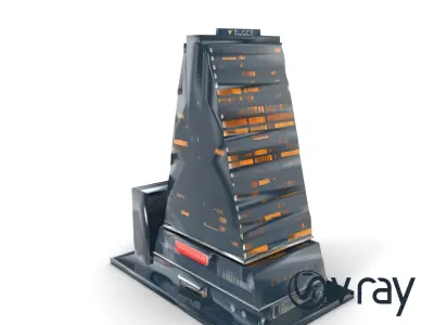 Futuristic Skyscraper Neon Sign model pack Low-poly 3D model