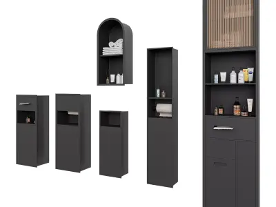 Modern Bathroom Built-in Wall Niches Set 3D model