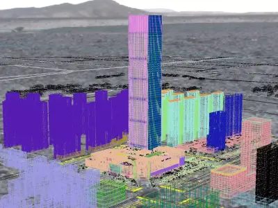 Sunset Landmark Glass Skyscraper By Riverside 3D model