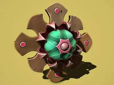 Fantasy flower floor wall lamp Low-poly 3D model