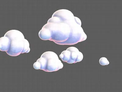 Clouds cartoon V01 Low-poly 3D model