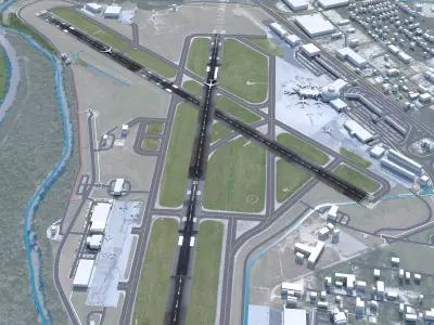 Chattanooga Airport 10km Low-poly 3D model