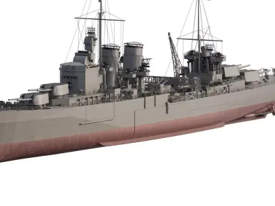 WW2 US navy light cruiser USS BONEVILE 3D model