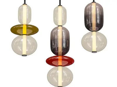 pebbles three glass pendant lights hanging 3D model