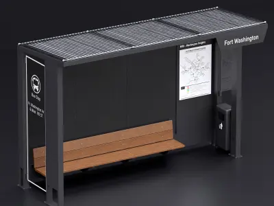 Bus Stop - Set01 Low-poly 3D model