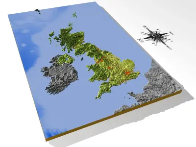 United Kingdom High resolution 3D relief maps 3D model