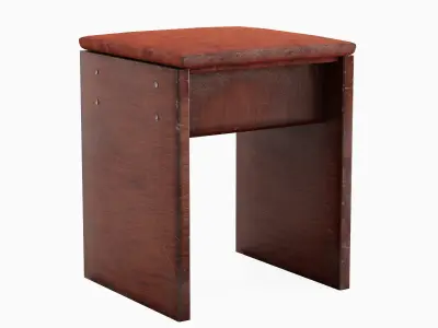 Wooden Stool A 02 Low-poly 3D model