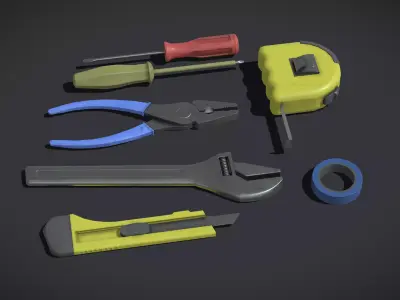 Tools pack Low-poly 3D model by InfiniteSolution3D