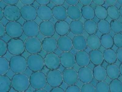 Deep Blue Penny Round Circle Ceramic Tiles PBR Seamless Texture