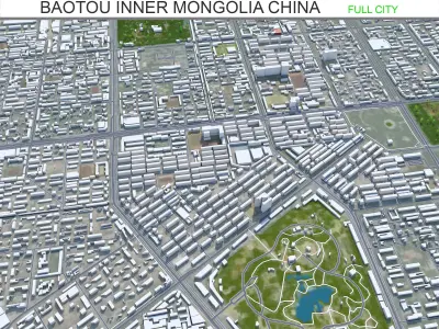 Baotou Inner Mongolia China 80km AI Low-poly 3D model
