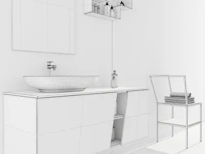 Bathroom furniture collection 4 3D model