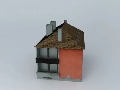 Small Slanted Roof Building Low-poly 3D model