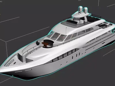 yacht 3d model motor boat showing front and boat Low-poly 3D model