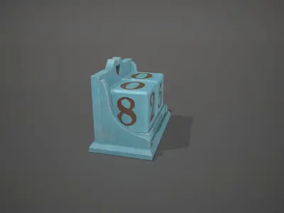 Light Blue Perpetual Wooden Block Calendar Low-poly 3D model
