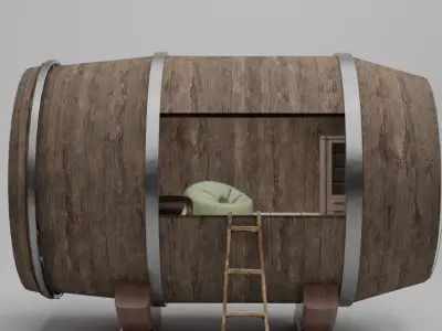 Barrel house  Free low-poly 3D model