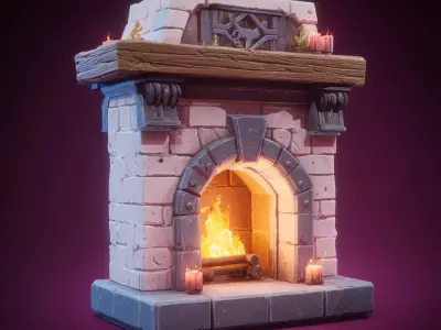 Stylized Fireplaces 3D model