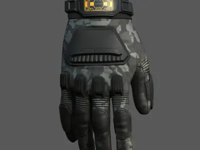 Gloves military combat soldier protection camouflage safety  Low-poly 3D model