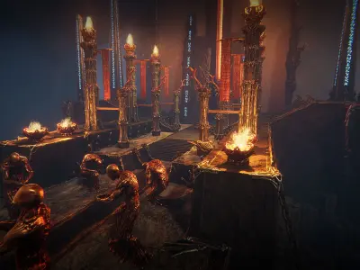 Grim temple Low-poly 3D model