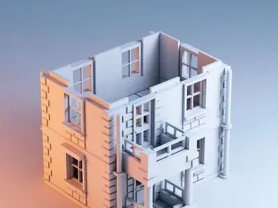 Printable ArchitectureKit Town house 1 Free 3D print model