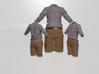 street shirt and short model in Marvelous Designer Low-poly 3D model
