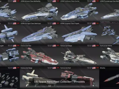US Space Navy Fleet Collection 3D Model Pack